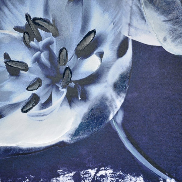 Atlas Meru Framed Wall Art - Modern Indigo Poppies, Hand-Painted Botanical Elegance for Any Space WA11090-01