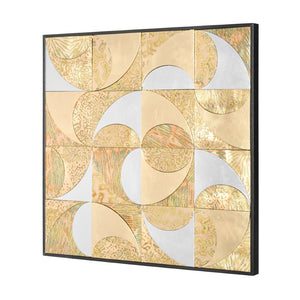 Atlas Mixed Metal Wall Art – Stunning Abstract Framed Mosaic with Silver & Gold Discs for Modern Décor WA11095-01
