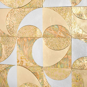 Atlas Mixed Metal Wall Art – Stunning Abstract Framed Mosaic with Silver & Gold Discs for Modern Décor WA11095-01