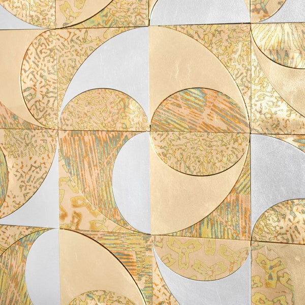 Atlas Mixed Metal Wall Art – Stunning Abstract Framed Mosaic with Silver & Gold Discs for Modern Décor WA11095-01