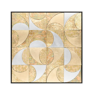 Atlas Mixed Metal Wall Art – Stunning Abstract Framed Mosaic with Silver & Gold Discs for Modern Décor WA11095-01