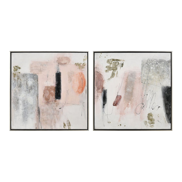 Atlas Modern Blush I | Hand-Painted Abstract Wall Art with Gold Leaf in Champagne Floating Frame, 25" WA11096-01
