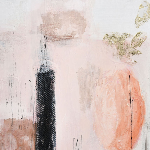 Atlas Modern Blush I | Hand-Painted Abstract Wall Art with Gold Leaf in Champagne Floating Frame, 25" WA11096-01