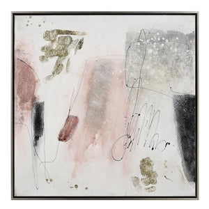 Atlas Modern Blush II Framed Wall Art - Hand-Painted Abstract Canvas with Gold Leaf & Champagne Frame WA11096-02