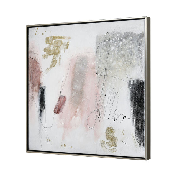 Atlas Modern Blush II Framed Wall Art - Hand-Painted Abstract Canvas with Gold Leaf & Champagne Frame WA11096-02