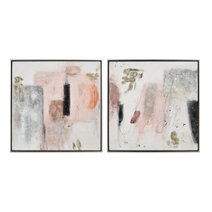 Atlas Modern Blush II Framed Wall Art - Hand-Painted Abstract Canvas with Gold Leaf & Champagne Frame WA11096-02