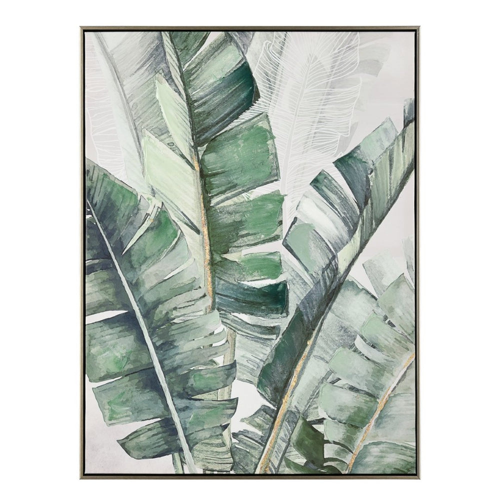 Atlas Musa I Botanical Wall Art - Elegant Tropical Canvas with Gold Accents & Champagne Frame for Modern Homes WA11099-01