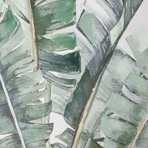 Atlas Musa I Botanical Wall Art - Elegant Tropical Canvas with Gold Accents & Champagne Frame for Modern Homes WA11099-01