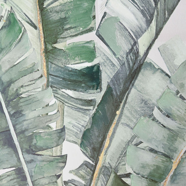 Atlas Musa I Botanical Wall Art - Elegant Tropical Canvas with Gold Accents & Champagne Frame for Modern Homes WA11099-01