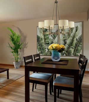 Atlas Musa I Botanical Wall Art - Elegant Tropical Canvas with Gold Accents & Champagne Frame for Modern Homes WA11099-01