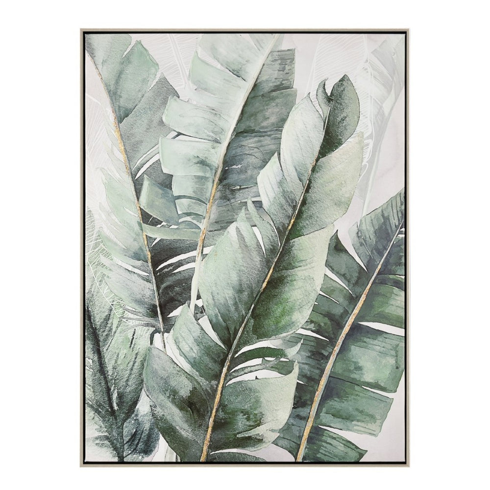 Atlas Musa II Framed Wall Art - Vibrant Banana Leaves Canvas with Metallic Accents for Stylish Decor WA11099-02