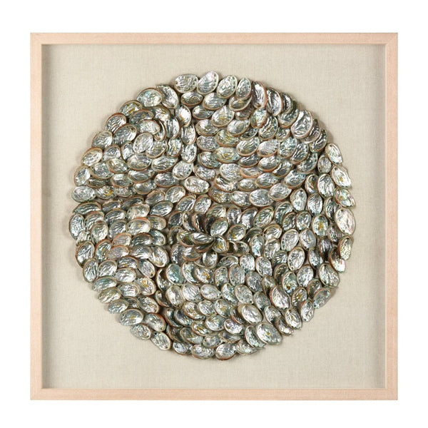 Atlas Natural Shell Wall Art - Handcrafted Coastal Decor with Pearlescent Highlights for Modern Interiors WA11101-01