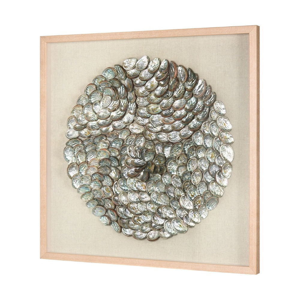 Atlas Natural Shell Wall Art - Handcrafted Coastal Decor with Pearlescent Highlights for Modern Interiors WA11101-01