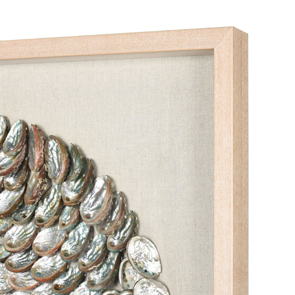 Atlas Natural Shell Wall Art - Handcrafted Coastal Decor with Pearlescent Highlights for Modern Interiors WA11101-01