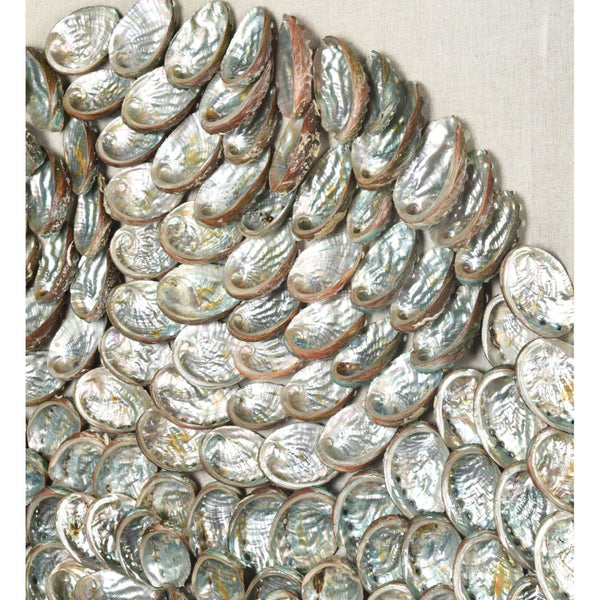 Atlas Natural Shell Wall Art - Handcrafted Coastal Decor with Pearlescent Highlights for Modern Interiors WA11101-01