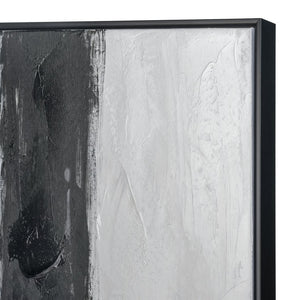 Atlas Obsidian Modern Abstract Wall Art - Bold Black Brushstrokes on Textured White Canvas with Teal Accents Obsidian I Abstract Wall Art WA11104-01