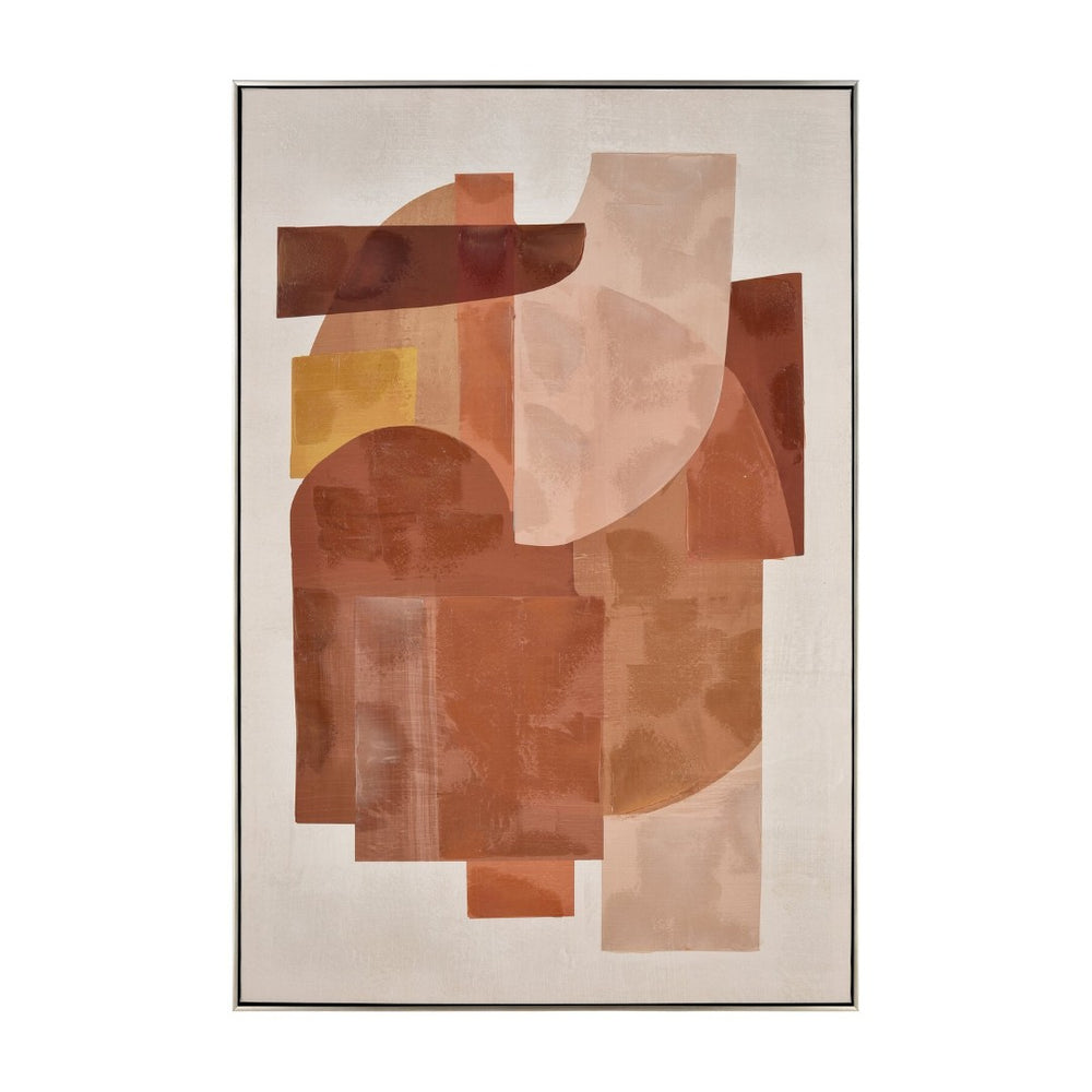 Atlas Ochre Midcentury Abstract Wall Art in Slim Black Frame – Warm Color Blocks for Modern Spaces WA11105-01