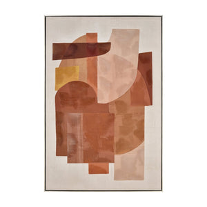 Atlas Ochre Midcentury Abstract Wall Art in Slim Black Frame – Warm Color Blocks for Modern Spaces WA11105-01