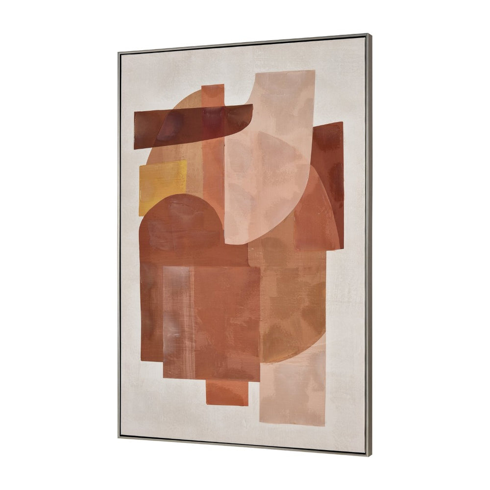 Atlas Ochre Midcentury Abstract Wall Art in Slim Black Frame – Warm Color Blocks for Modern Spaces WA11105-01
