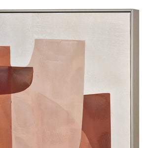 Atlas Ochre Midcentury Abstract Wall Art in Slim Black Frame – Warm Color Blocks for Modern Spaces WA11105-01