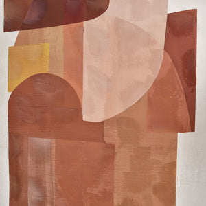 Atlas Ochre Midcentury Abstract Wall Art in Slim Black Frame – Warm Color Blocks for Modern Spaces WA11105-01