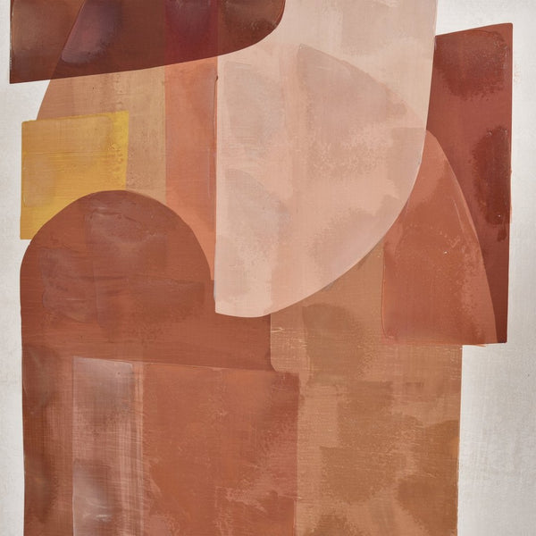 Atlas Ochre Midcentury Abstract Wall Art in Slim Black Frame – Warm Color Blocks for Modern Spaces WA11105-01