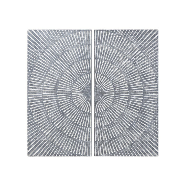 Atlas Oneda Rustic Carved Wood Wall Art Panels - Set of 2, Graywash Finish for Modern Farmhouse Decor WA11106-01