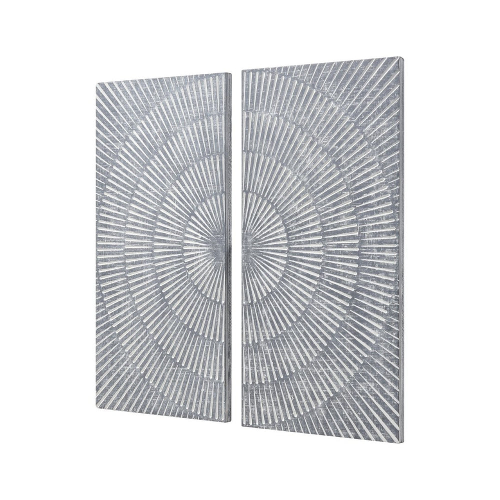 Atlas Oneda Rustic Carved Wood Wall Art Panels - Set of 2, Graywash Finish for Modern Farmhouse Decor WA11106-01