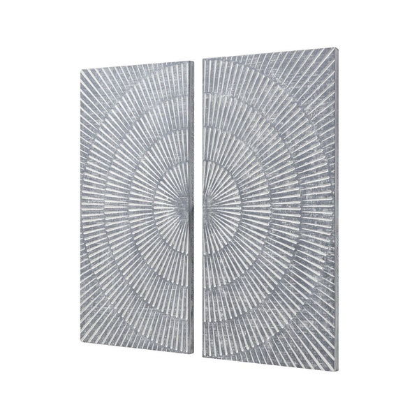 Atlas Oneda Rustic Carved Wood Wall Art Panels - Set of 2, Graywash Finish for Modern Farmhouse Decor WA11106-01