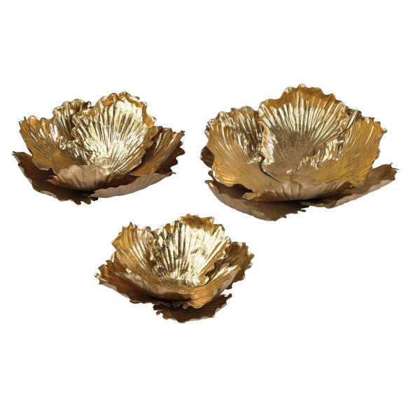 Atlas Organic Wall Art Set of 3 - Stunning Gold Metal Sculptures for Modern Home Décor & Easy Installation WA11108-01S