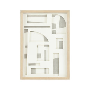 Atlas Paper Dimensional Wall Art - Handcrafted Neutral Design in Light Oak Frame for Modern Interiors WA11110-01