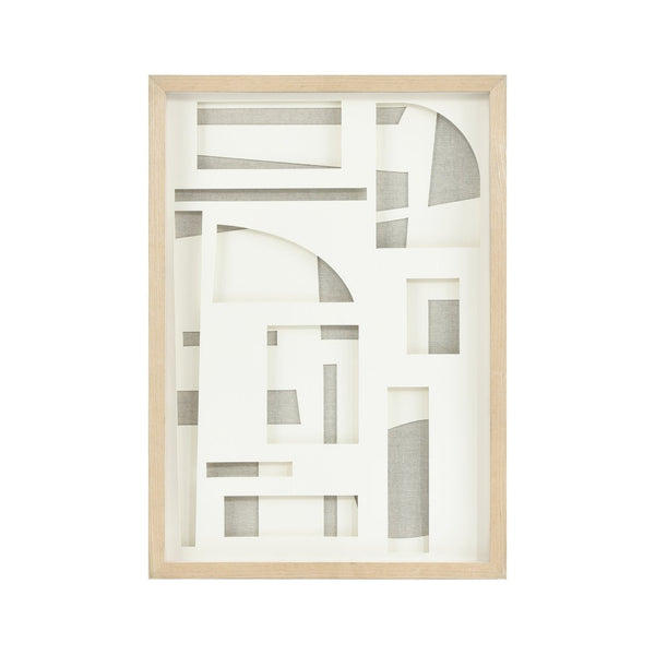 Atlas Paper Dimensional Wall Art - Handcrafted Neutral Design in Light Oak Frame for Modern Interiors WA11110-01