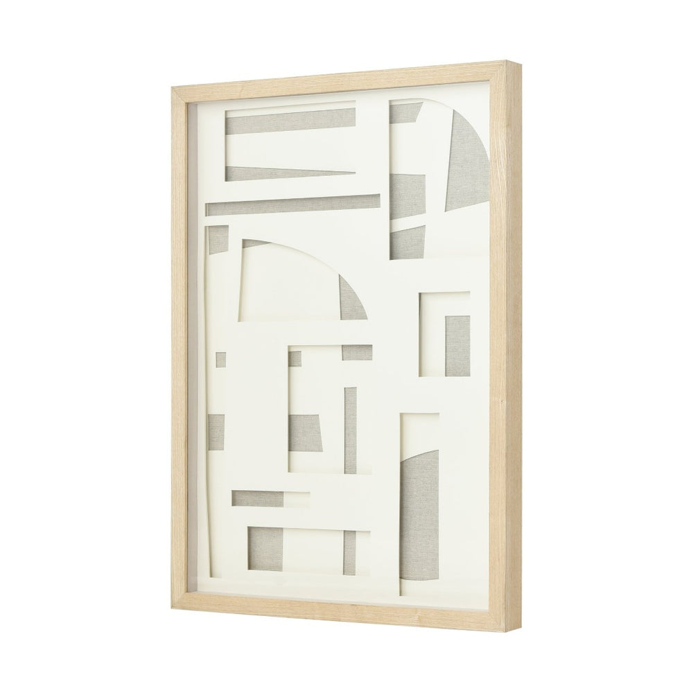 Atlas Paper Dimensional Wall Art - Handcrafted Neutral Design in Light Oak Frame for Modern Interiors WA11110-01