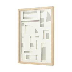Atlas Paper Dimensional Wall Art - Handcrafted Neutral Design in Light Oak Frame for Modern Interiors WA11110-01