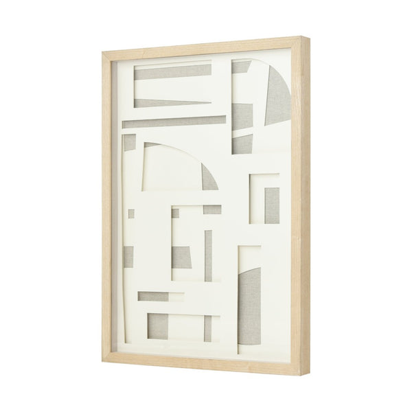 Atlas Paper Dimensional Wall Art - Handcrafted Neutral Design in Light Oak Frame for Modern Interiors WA11110-01