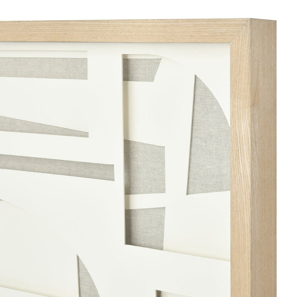 Atlas Paper Dimensional Wall Art - Handcrafted Neutral Design in Light Oak Frame for Modern Interiors WA11110-01