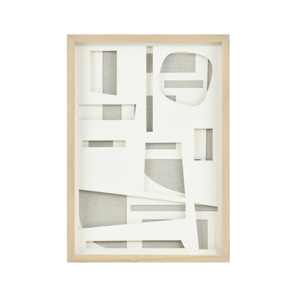 Atlas Paper Dimensional Wall Art in Light Oak Frame - Subtle Textured Décor for Modern Interiors WA11110-02