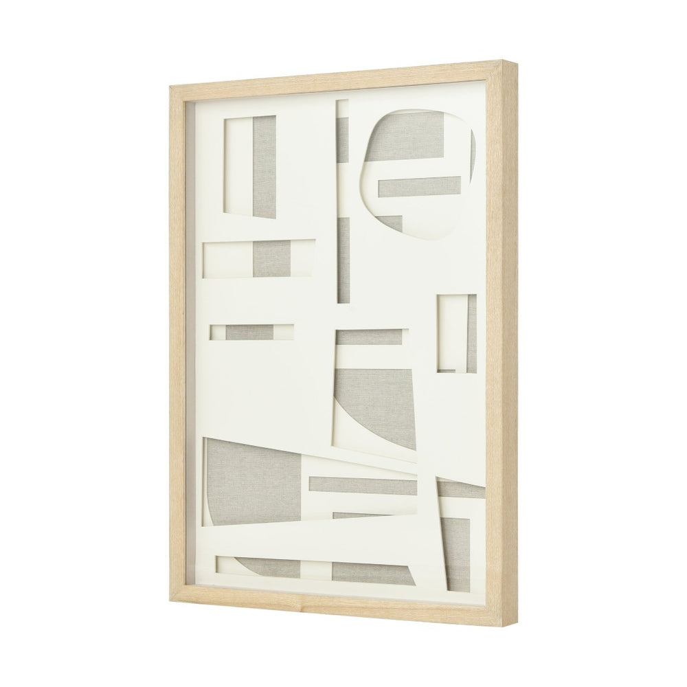 Atlas Paper Dimensional Wall Art in Light Oak Frame - Subtle Textured Décor for Modern Interiors WA11110-02
