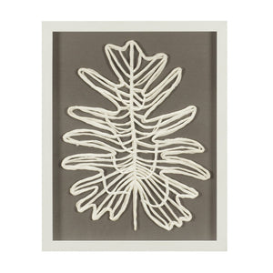 Atlas Paradise Leaf I Handwoven Paper Shadowbox Art - Elegant Off-White Decor for Modern Interiors WA11111-01