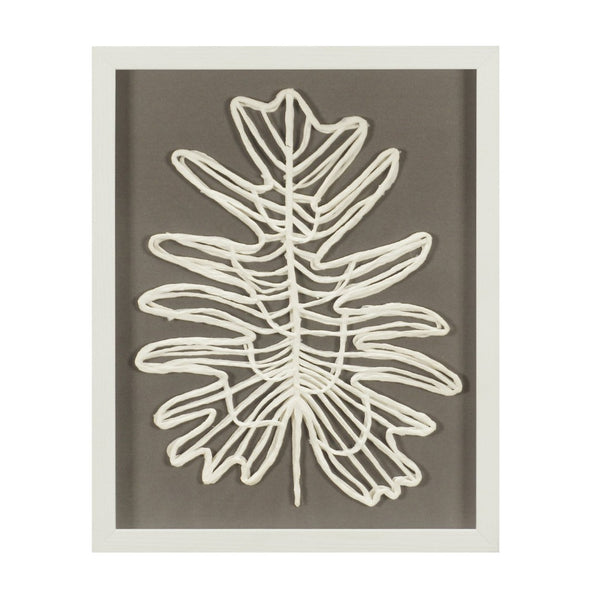 Atlas Paradise Leaf I Handwoven Paper Shadowbox Art - Elegant Off-White Decor for Modern Interiors WA11111-01