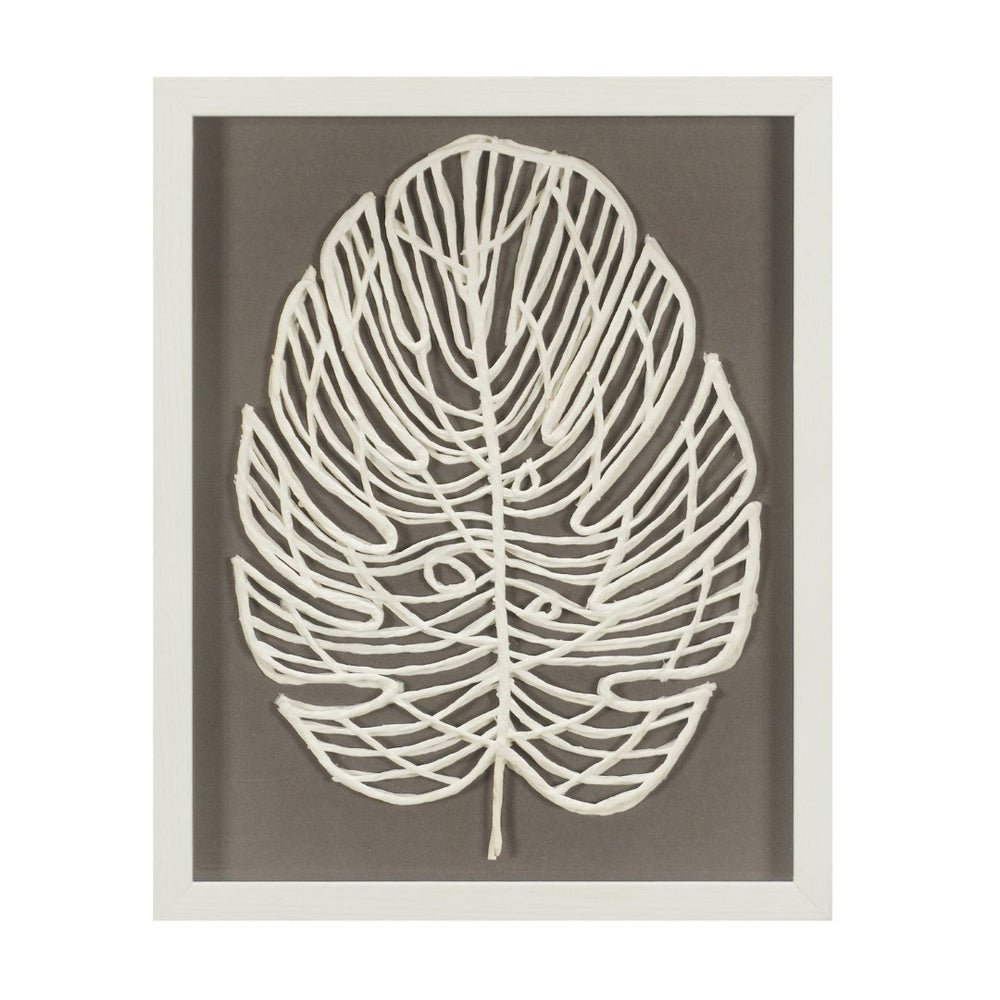Atlas Paradise Leaf II Dimensional Wall Art - Handwoven Paper Design with Light Wood Frame & Glass WA11111-02