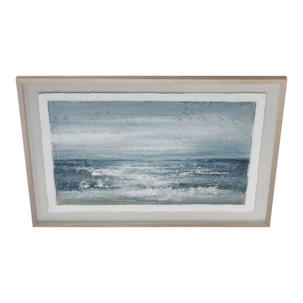 Atlas Paralia Framed Wall Art - Coastal Abstract Textured Design in Champagne Gold Frame for Modern Spaces WA11112-01