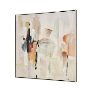 Atlas Pastel Abstract Framed Wall Art - Serene Geometric Design with Silver Frame for Modern Spaces WA11113-01