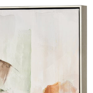 Atlas Pastel Abstract Framed Wall Art - Serene Geometric Design with Silver Frame for Modern Spaces WA11113-01