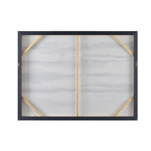 Atlas Patton Framed Abstract Wall Art - Elegant Grey & Black Waves with Gold Accents for Modern Spaces WA11114-01