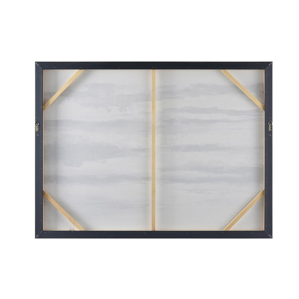 Atlas Patton Framed Abstract Wall Art - Elegant Grey & Black Waves with Gold Accents for Modern Spaces WA11114-01