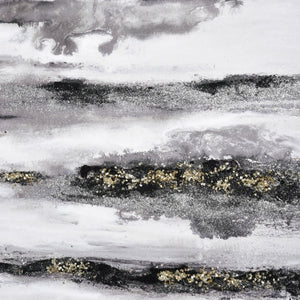 Atlas Patton Framed Abstract Wall Art - Elegant Grey & Black Waves with Gold Accents for Modern Spaces WA11114-01