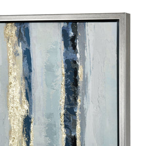 Atlas Pearson Framed Abstract Wall Art - Contemporary Vertical Stripes in Blue, Gold & Black Design WA11116-01