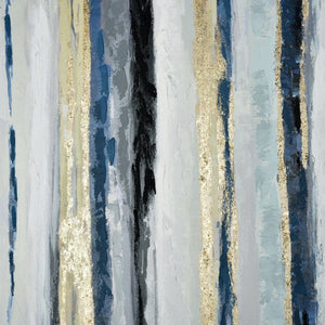 Atlas Pearson Framed Abstract Wall Art - Contemporary Vertical Stripes in Blue, Gold & Black Design WA11116-01