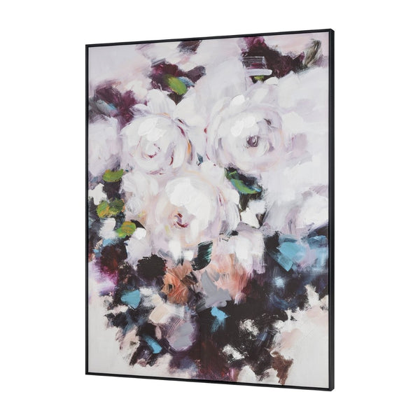 Atlas Peony Abstract Framed Wall Art - Bold Floral Statement Piece with Modern Black Frame for Any Space WA11118-01